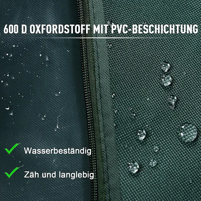 Outsunny Hollywoodschaukel-Schutzhülle - 420D Oxford Gewebe, Grün - Dunkelgrüner 600D Oxfordstoff mit PVC-Beschichtung. Wasserbeständig und zäh, mit sichtbaren Wassertropfen.