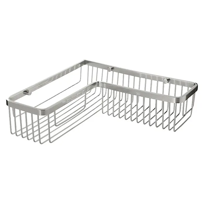 Tatay Aluminium Cesta de baño angular + QuickFix - 30 x 8 x 30 cm, Aluminio, Cromo - Cesta de ducha de esquina de alambre en forma de L plateada para organizar el baño.