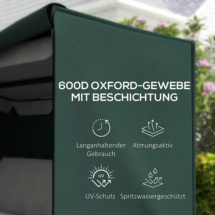 Outsunny Hollywoodschaukel-Schutzhülle - Oxfordstoff 600D, Grün - Dunkelgrünes 600D Oxford-Gewebe mit Beschichtung, langlebig, atmungsaktiv, UV- und spritzwassergeschützt.