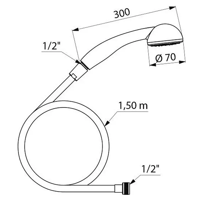 Delabie Brausegarnitur Delabie Einmalbrausegarnitur blau 1500mm, 25 Stück - blau - Handbrause mit 1,5m Schlauch, 300mm Gesamtlänge und 70mm Brausekopfdurchmesser. Mit 1/2"-Anschlüssen.