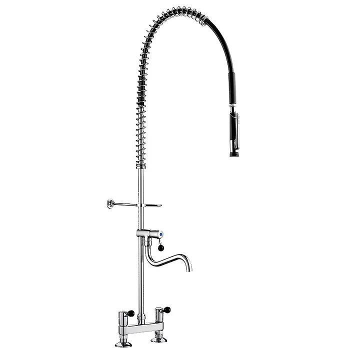 Delabie Brausegarnitur Delabie Geschirrspülbr. m. Mischer MA150,Handbr. 433010+Auslaufvent. -  - Verchromte Vorspülbrause mit Spiralfeder-Brauseschlauch und separatem Topffüller-Auslauf für Küchen.