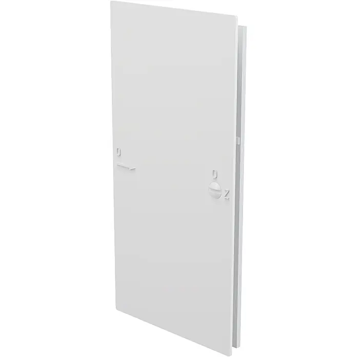 Alcadrain Badewannenaufsatz Alcadrain Badewannetür für Wartungsöffnung 150x300, Weiß - B x H: 1,7 x 0,2 cm, 1 Stk., Weiß - Weiße Schaltschranktür mit eingelassenem Griff und Drehverschluss, markiert mit '0' und 'Z'.