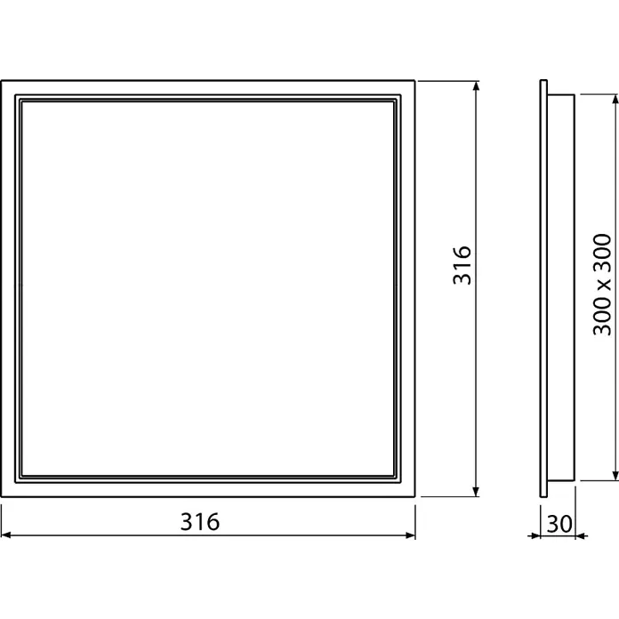 Alcadrain Badewannenaufsatz Alcadrain Badewannetür für Wartungsöffnung 300x300, Weiß - B x H: 31,6 x 0,3 cm, 1 Stk., Weiß - Quadratischer Entwässerungsrahmen, 316x316 mm außen, 300x300 mm innere Öffnung, 30 mm hoch.