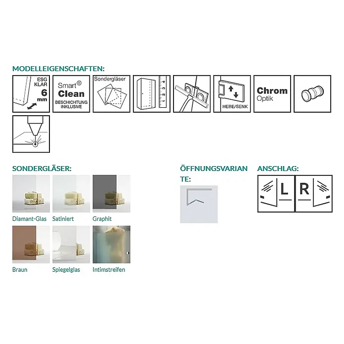 Puk Badewannenaufsatz Puk Blies Badewannenaufsatz Links 1195-1205 - 1 Stk. - Übersicht der Produkteigenschaften: 6mm ESG Klarglas, Smart Clean, Sondergläser, Chromoptik, Hebe-Senk-Funktion, Öffnungs- und Anschlagvarianten.
