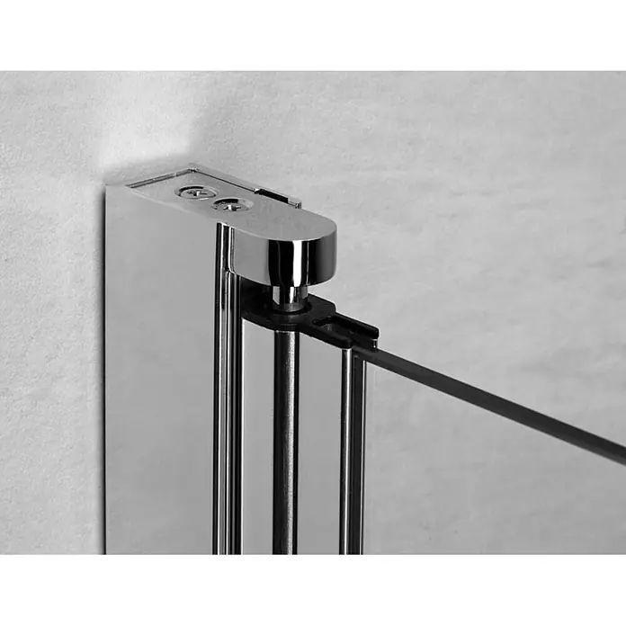 Puk Badewannenaufsatz Puk Blies Badewannenaufsatz Links 1195-1205 - 1 Stk. - Verchromtes Duschkabinen-Scharnier/Drehmechanismus an der Wand, hält eine Glasplatte.