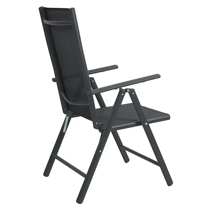 SVITA Gartenstuhl-Set - 2 Stk., Klappbar, Anthrazit, B x T x H: 55 x 68 x 108 cm - Dunkelgrauer klappbarer Gartenstuhl aus Metall mit Sitz und Rückenlehne aus Netzgewebe.