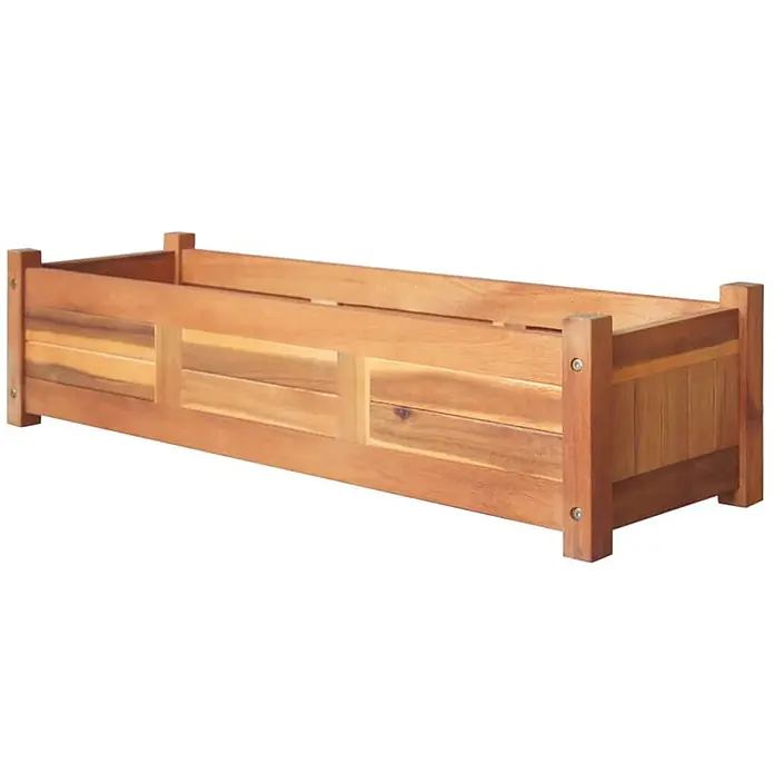Furnicato Hochbeet - 30 x 100 x 25 cm, Holz, Braun - Rechteckiger Blumenkasten aus Holz in Naturholzoptik.