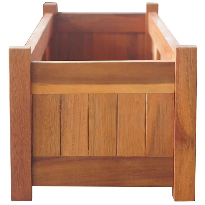 Furnicato Hochbeet - 30 x 100 x 25 cm, Holz, Braun - Rechteckiger Blumenkasten aus warmbraunem Holz, ideal für Garten oder Zierpflanzen.