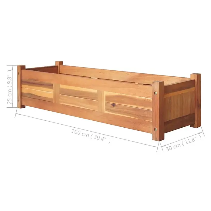 Furnicato Hochbeet - 30 x 100 x 25 cm, Holz, Braun - Rechteckiger Pflanzkasten aus Holz mit sichtbaren Maßen.