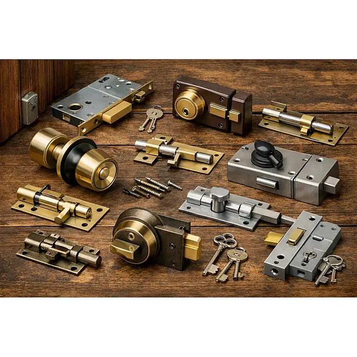 Tesa Assa Abloy Conjunto de picaporte de paso regulable - Aluminio - Surtido de cerraduras, cerrojos y herrajes de puerta de latón, plata y bronce, incluyendo pasadores, cerrojos de sobreponer, llaves y tornillos.