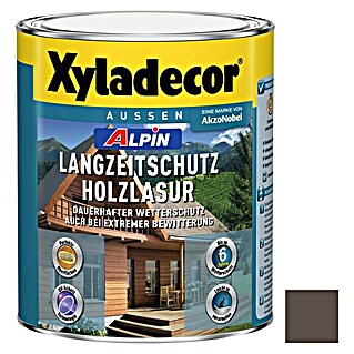 Xyladecor Langzeitschutz-Holzlasur Alpin (Palisander, 1 l, Seidenglänzend, Lösemittelbasiert)