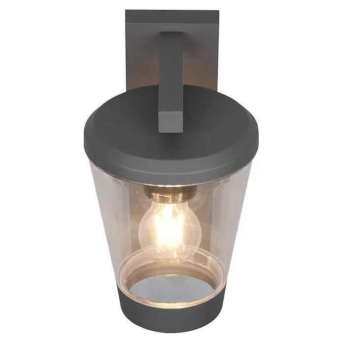 Trio Leuchten Sensor-Außenleuchte CAVADO - 40 W, L x B x H: 23 x 16 x 28 cm, Grau, IP44 - Moderne dunkelgraue Außenwandleuchte mit klarem Glasschirm und freiliegender Glühbirne.