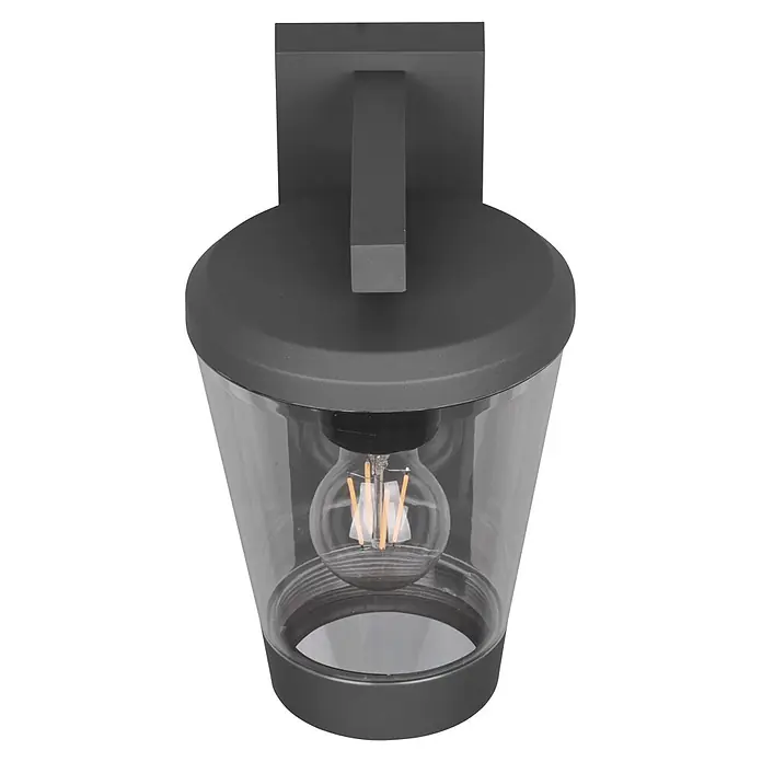 Trio Leuchten Sensor-Außenleuchte CAVADO - 40 W, L x B x H: 23 x 16 x 28 cm, Grau, IP44 - Dunkelgraue Außenwandleuchte mit klarem Glasschirm und sichtbarer LED-Glühfadenlampe.