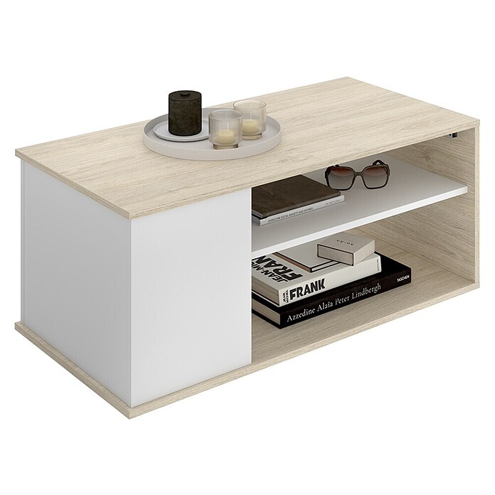Dekit Bari Mesa de centro (L x An x Al: 50 x 100 x 41,7 cm, Natural/Blanco) | BAUHAUS
