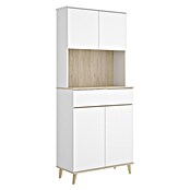 Dekit Aparador buffet Wok (L x An x Al: 40 x 60 x 191 cm, Blanco/Natural, Número de puertas: 4 ud.) | BAUHAUS
