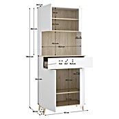Dekit Aparador buffet Wok (L x An x Al: 40 x 60 x 191 cm, Blanco/Natural, Número de puertas: 4 ud.) | BAUHAUS