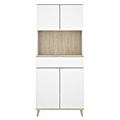 Dekit Aparador buffet Wok (L x An x Al: 40 x 60 x 191 cm, Blanco/Natural, Número de puertas: 4 ud.) | BAUHAUS