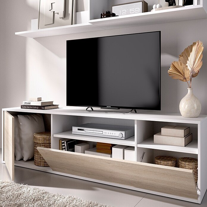 Dekit Conjunto mueble de salón Bay (Blanco/Natural, Montaje reversible, 2 pzs.) | BAUHAUS