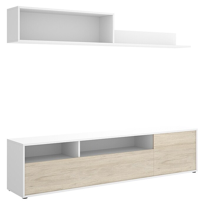 Dekit Conjunto mueble de salón Bay (Blanco/Natural, Montaje reversible, 2 pzs.) | BAUHAUS