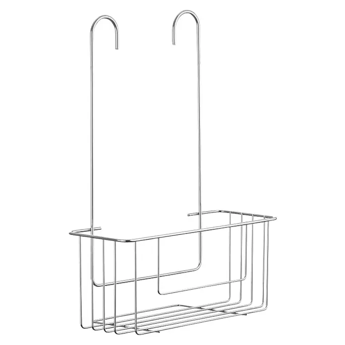 Tatay Cesta de baño Air - 28 x 12,5 x 39 cm, Acero, Acero - Cesta de ducha de metal plateado con dos ganchos para colgar.