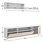 Dekit Conjunto mueble de salón Bay (Blanco/Natural, Montaje reversible, 2 pzs.) | BAUHAUS