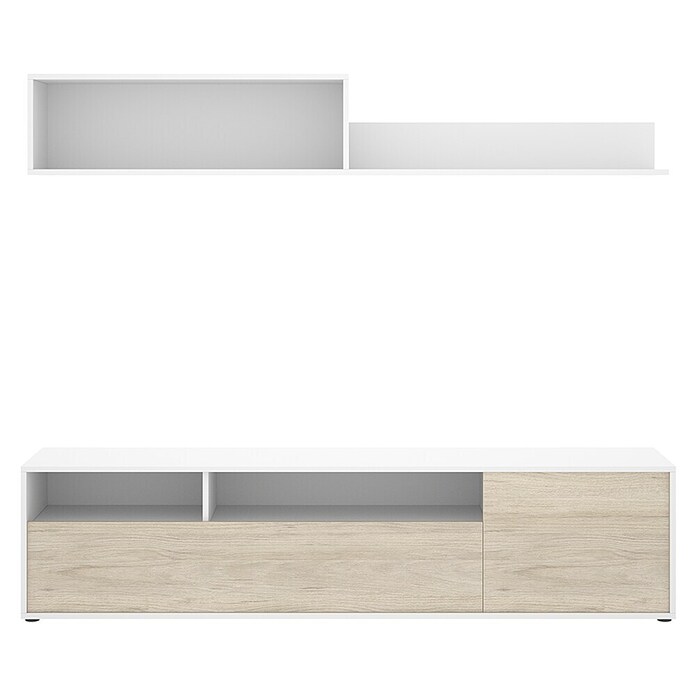 Dekit Conjunto mueble de salón Bay (Blanco/Natural, Montaje reversible, 2 pzs.) | BAUHAUS