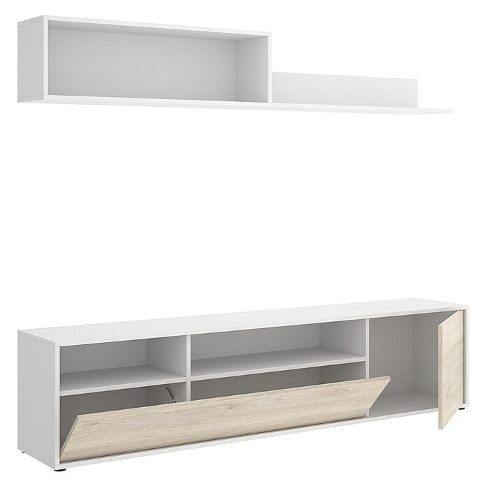 Dekit Conjunto mueble de salón Bay (Blanco/Natural, Montaje reversible, 2 pzs.) | BAUHAUS