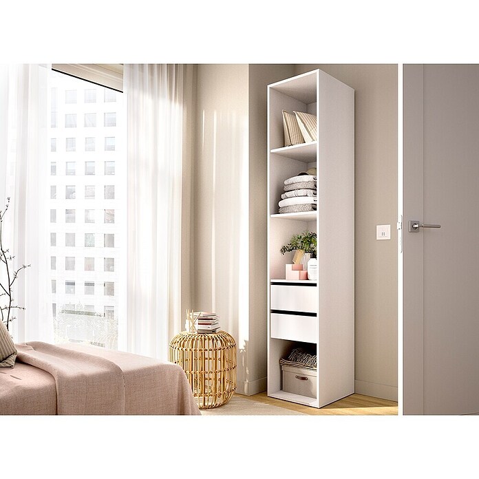 Dekit Mueble vestidor Suit (L x An x Al: 45 x 45 x 204,5 cm, Blanco/Natural, Trasera reversible) | BAUHAUS