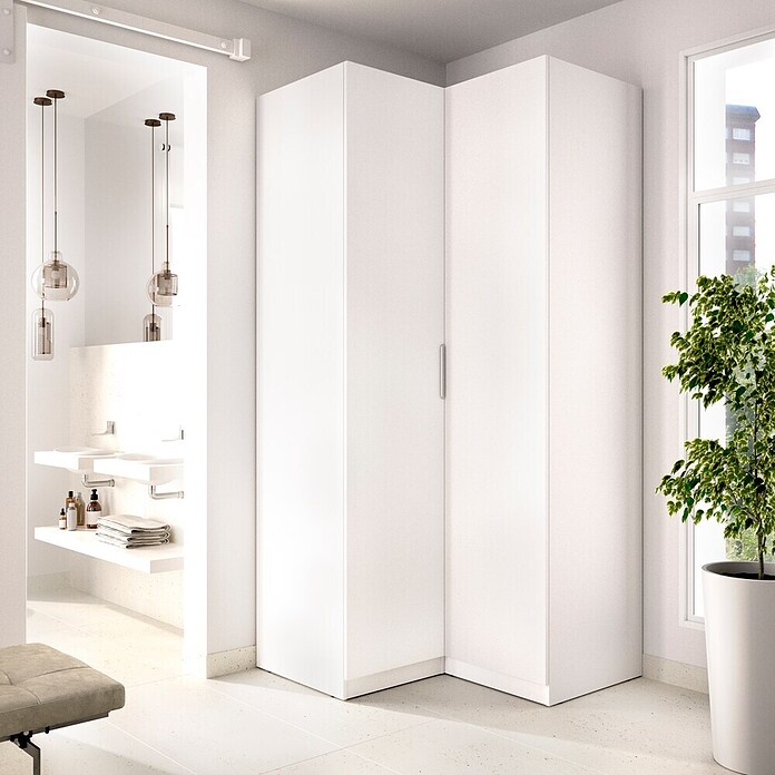 Dekit Armario para ropa Emax (L x An x Al: 95 x 96,9 x 203,5 cm, Blanco, Rinconero, Espesor: 15 mm) | BAUHAUS