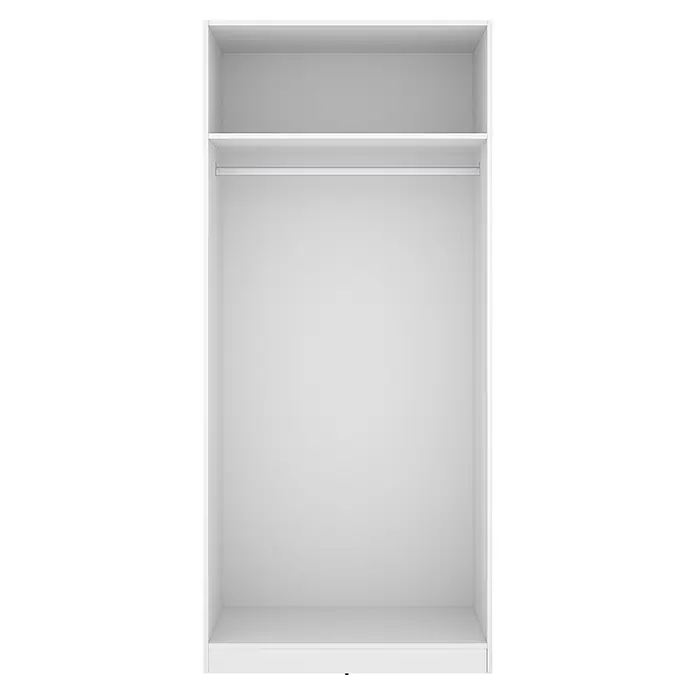 Dekit Armario para ropa Emax - L x An x Al: 51,4 x 91 x 203,5 cm, Blanco - Interior de armario blanco con un estante superior y una barra para colgar.