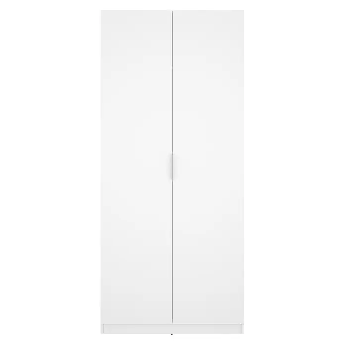 Dekit Armario para ropa Emax - L x An x Al: 51,4 x 91 x 203,5 cm, Blanco - Armario blanco de dos puertas con tirador central discreto.