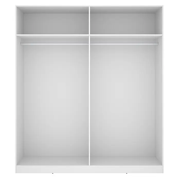 Dekit Armario para ropa Emax - L x An x Al: 51,4 x 182,1 x 203,5 cm, Blanco, Número de puertas: 4 ud. - Interior de armario blanco con dos compartimentos, dos estantes superiores y dos barras para colgar.