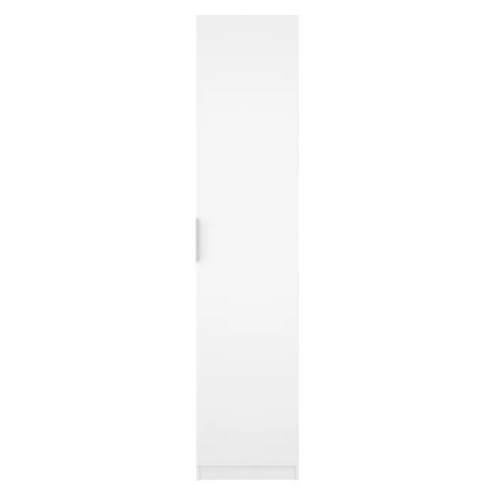 Dekit Armario para ropa Emax - L x An x Al: 51,4 x 45,5 x 203,5 cm, Blanco - Puerta de armario alta blanca con un tirador plateado vertical.