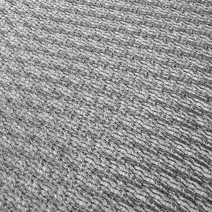Dekit Cabecero de cama Tori - L x An: 209,2 x 181,2 cm, Roble claro, Con canapé - Primer plano de un tejido de malla gris texturizado con un patrón ondulado entrellaçat.