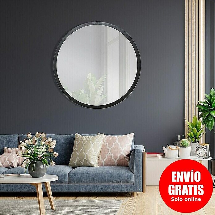 Espejo de pared Circular (Diámetro: 70 cm, Negro) | BAUHAUS