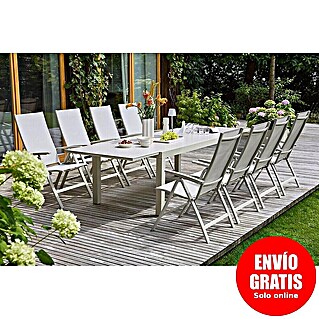 Sunfun Maja Conjunto de muebles (9 pzs., Aluminio/Vidrio, Blanco)