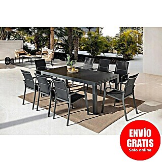 Sunfun Conjunto de muebles Luciana + Anna (9 pzs., Acero/Textiline, Negro)