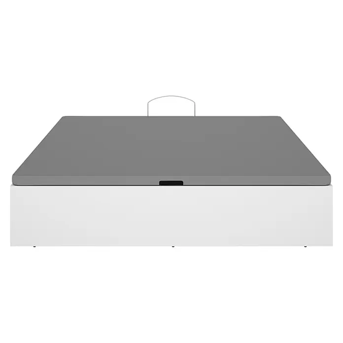 Dekit Canapé Nest - L x An x Al: 190 x 150 x 32 cm, Blanco - Colchón gris con asa negra sobre una base de cama blanca, sugiriendo función de elevación.
