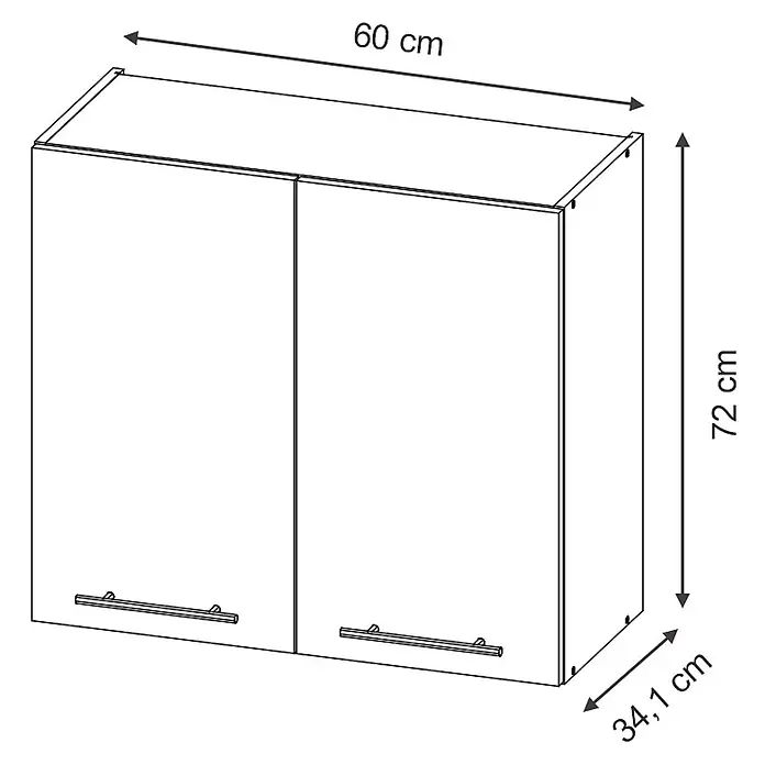 Vicco Schrankküche Fame-Line Dunkelblau Hochglanz - Breite: 60 cm, Dunkelblau Hochglanz, Hängeschrank 60 cm - Zweitüriger Hängeschrank mit Griffen. 60 cm breit, 72 cm hoch, 34,1 cm tief.