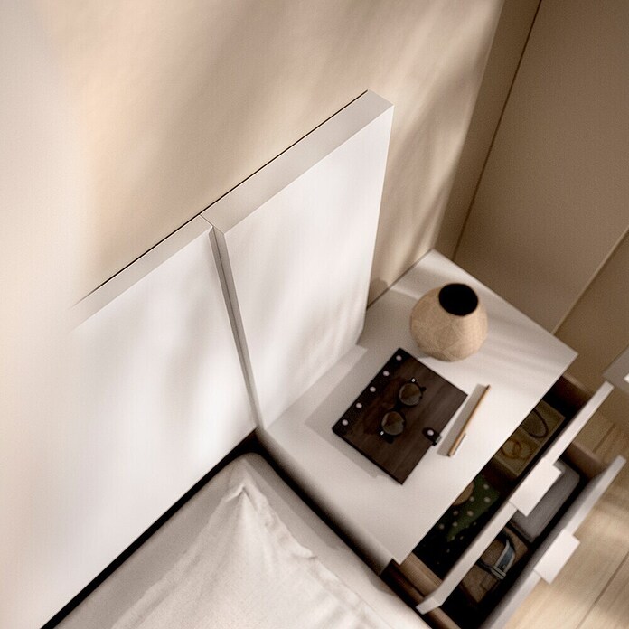 Dekit Cabecero de cama con mesitas Len (L x An: 34,2 x 251 cm, Blanco, Específico para: Cama de 150 cm) | BAUHAUS