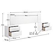 Dekit Cabecero de cama con mesitas Len (L x An: 34,2 x 251 cm, Blanco, Específico para: Cama de 150 cm) | BAUHAUS