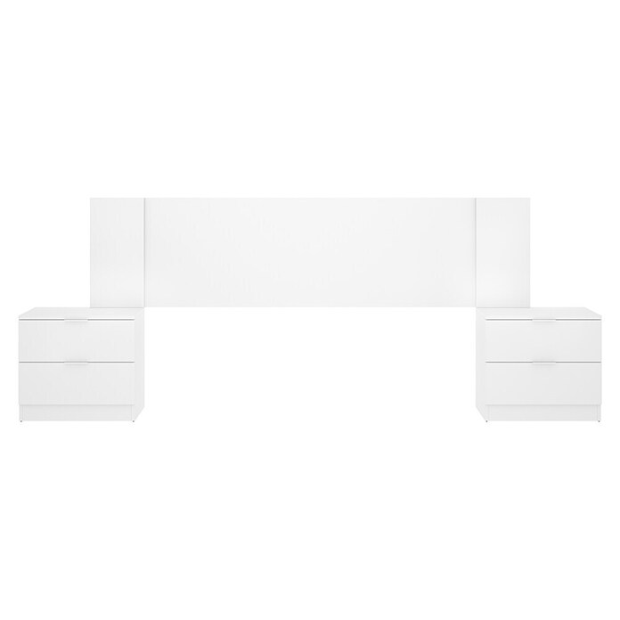 Dekit Cabecero de cama con mesitas Len (L x An: 34,2 x 251 cm, Blanco, Específico para: Cama de 150 cm) | BAUHAUS