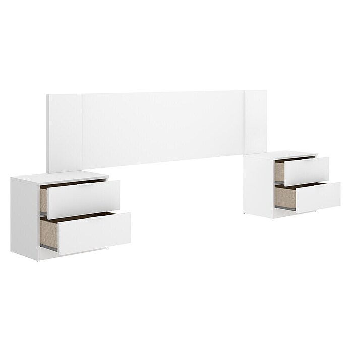 Dekit Cabecero de cama con mesitas Len (L x An: 34,2 x 251 cm, Blanco, Específico para: Cama de 150 cm) | BAUHAUS