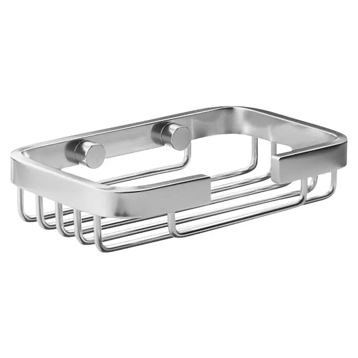 Tatay Aluminium Cesta de baño pequeña - 9 x 3,2 x 14 cm, Aluminio, Cromo - Cesta de ducha rectangular metálica de color plateado con fondo de listones y dos clavijas de montaje.