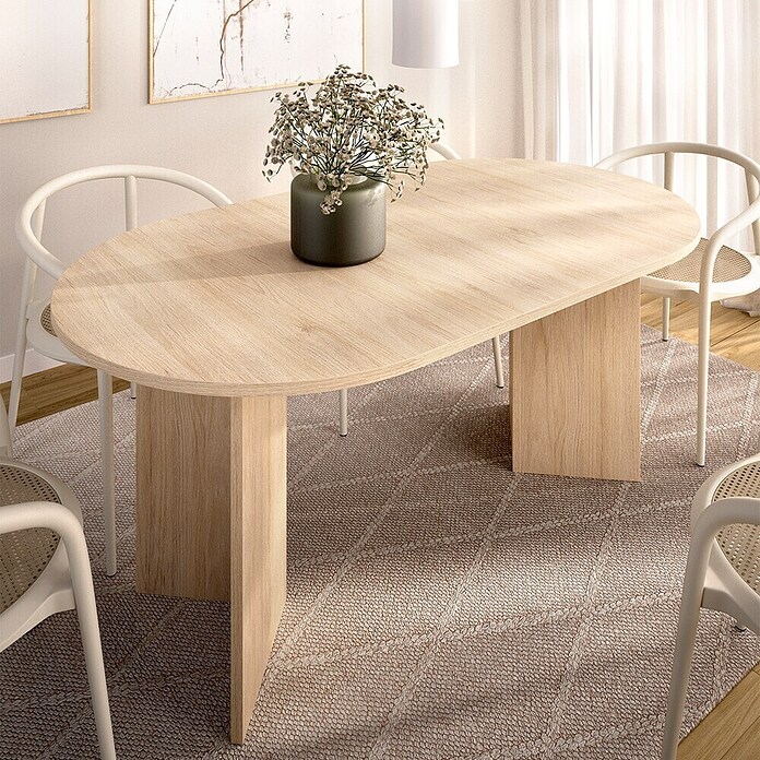 Dekit Bari Mesa de comedor (L x An x Al: 90 x 140 x 76,3 cm, Roble Natural, Extensible) | BAUHAUS