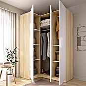 Dekit Armario para ropa Emax (L x An x Al: 95 x 142,2 x 203,5 cm, Roble claro/Blanco, Rinconero, Espesor: 15 mm) | BAUHAUS
