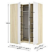Dekit Armario para ropa Emax (L x An x Al: 95 x 142,2 x 203,5 cm, Roble claro/Blanco, Rinconero, Espesor: 15 mm) | BAUHAUS
