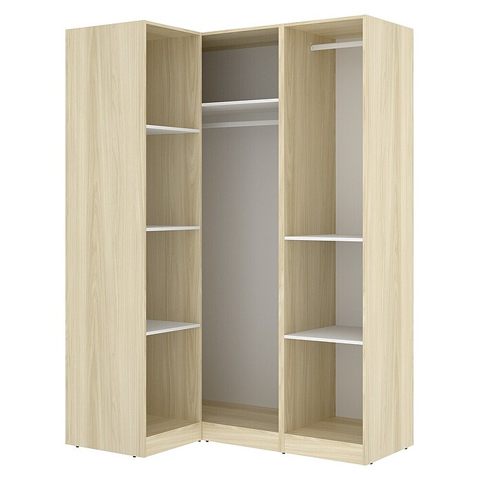 Dekit Armario para ropa Emax (L x An x Al: 95 x 142,2 x 203,5 cm, Roble claro/Blanco, Rinconero, Espesor: 15 mm) | BAUHAUS