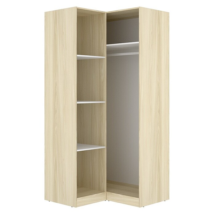 Dekit Armario para ropa Emax (L x An x Al: 95 x 96,9 x 203,5 cm, Roble claro/Blanco, Rinconero, Espesor: 15 mm) | BAUHAUS