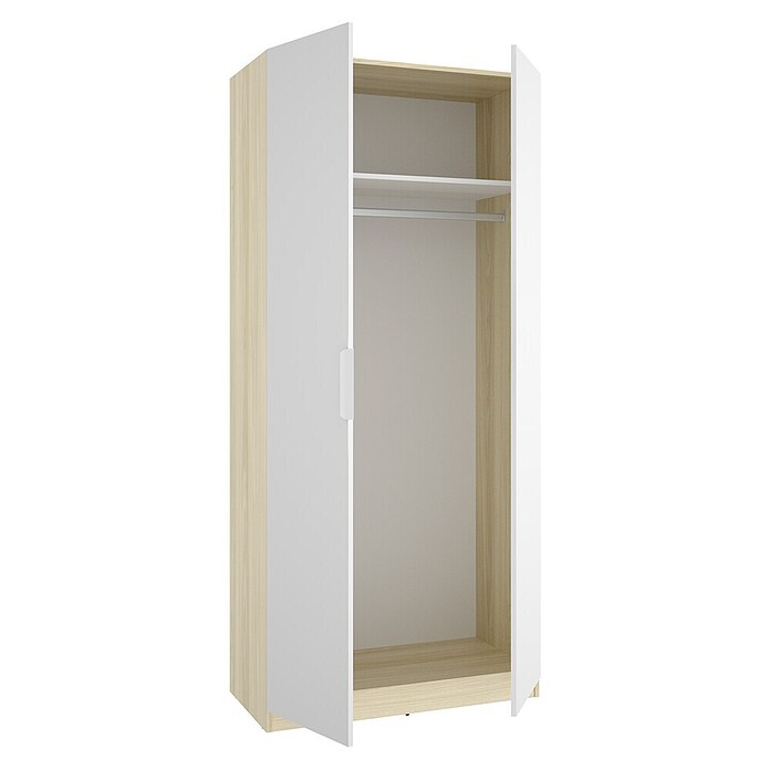 Dekit Armario para ropa Emax (L x An x Al: 51,4 x 91 x 203,5 cm, Roble claro/Blanco, Espesor: 15 mm) | BAUHAUS